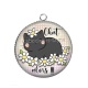 Pendentif Cabochon Argent - chat alors