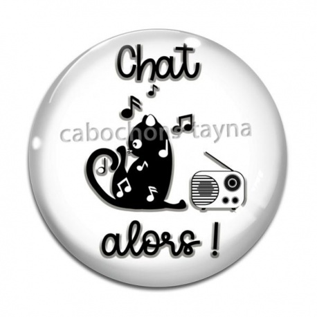 Cabochon Verre - chat alors
