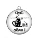 Pendentif Cabochon Argent - chat alors