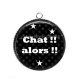 Pendentif Cabochon Argent - chat alors
