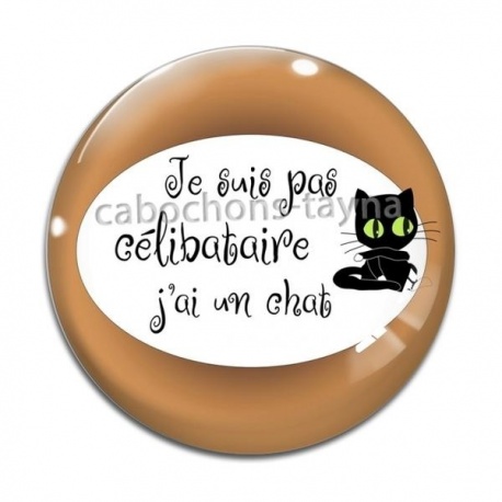 Cabochon Verre - je ne suis pas célibataire j'ai un chat