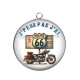 Pendentif Cabochon Argent - j'peux pas j'ai route 66