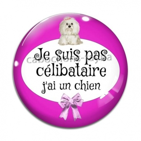 Cabochon Verre - je ne suis pas célibataire j'ai un chien