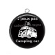 Pendentif Cabochon Argent - J'peux pas j'ai camping car