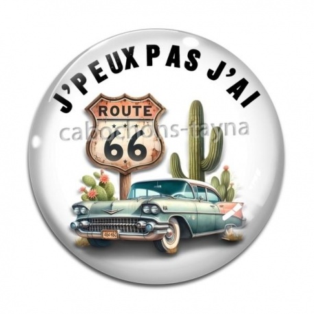 Cabochon Verre - j'peux pas j'ai route 66