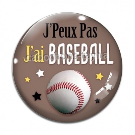 Cabochon Verre - j'peux pas j'ai baseball