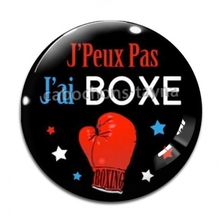 Cabochon Verre - j'peux pas j'ai boxe