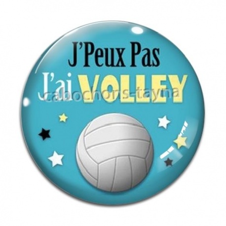 Cabochon Verre - j'peux pas j'ai volley