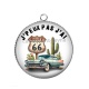 Pendentif Cabochon Argent - j'peux pas j'ai route 66