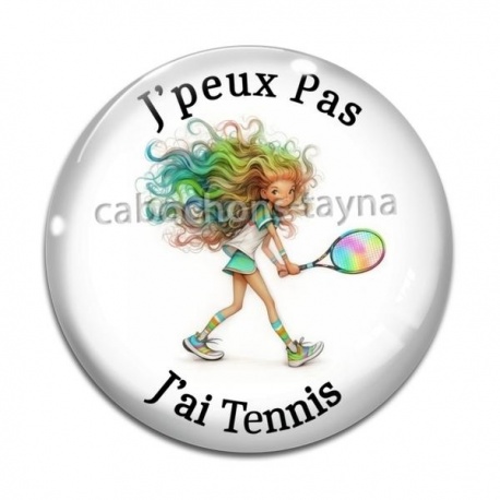 Cabochon Verre - j'peux pas j'ai ténnis