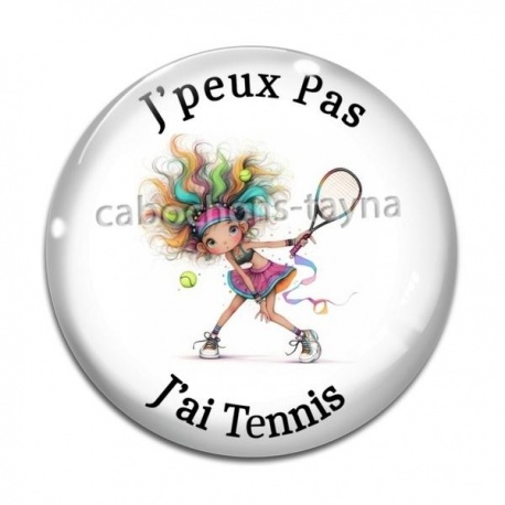 Cabochon Verre - j'peux pas j'ai tennis
