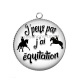 Pendentif Cabochon Argent - j'peux pas j'ai équitation