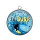 Pendentif Cabochon Argent - j'peux pas j'ai surf