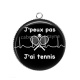 Pendentif Cabochon Argent - j'peux pas j'ai tennis