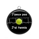 Pendentif Cabochon Argent - j'peux pas j'ai tennis