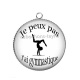 Pendentif Cabochon Argent - j'peux pas j'ai gymnastique