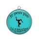 Pendentif Cabochon Argent - j'peux pas j'ai gymnastique