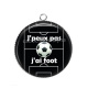 Pendentif Cabochon Argent - j'peux pas j'ai foot