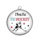Pendentif Cabochon Argent - j'peux pas j'ai hockey