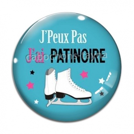 Cabochon Verre - j'peux pas j'ai patinoire