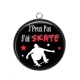 Pendentif Cabochon Argent - j'peux pas j'ai skate