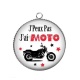 Pendentif Cabochon Argent - j'peux pas j'ai moto