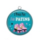 Pendentif Cabochon Argent - j'peux pas j'ai patins