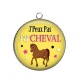 Pendentif Cabochon Argent - j'peux pas j'ai cheval