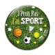 Cabochon Verre - j'peux pas j'ai sport
