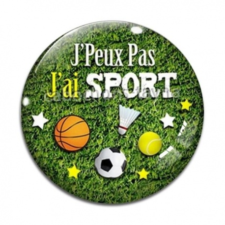 Cabochon Verre - j'peux pas j'ai sport