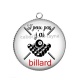 Pendentif Cabochon Argent - j'peux pas j'ai billard