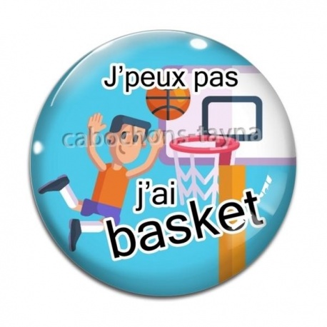 Cabochon Verre - j'peux pas j'ai basket