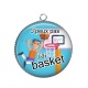 Pendentif Cabochon Argent - j'peux pas j'ai basket