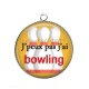 Pendentif Cabochon Argent - j'peux pas j'ai bowling