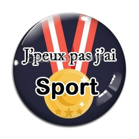 Cabochon Verre - j'peux pas j'ai sport