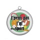 Pendentif Cabochon Argent - j'peux pas j'ai sport