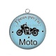 Pendentif Cabochon Argent - j'peux pas j'ai moto