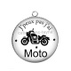 Pendentif Cabochon Argent - 'peux pas j'ai moto