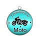 Pendentif Cabochon Argent - 'peux pas j'ai moto