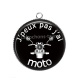 Pendentif Cabochon Argent - 'peux pas j'ai moto