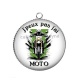 Pendentif Cabochon Argent - 'peux pas j'ai moto