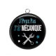 Pendentif Cabochon Argent - J'peux pas j'ai mécanique