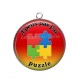 Pendentif Cabochon Argent - j'peux pas j'ai puzzle