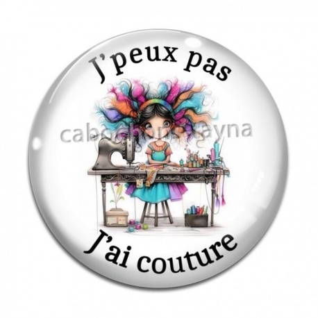 Cabochon Verre - j'peux pas j'ai couture