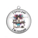 Pendentif Cabochon Argent - j'peux pas j'ai couture