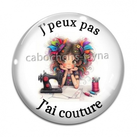 Cabochon Verre - j'peux pas j'ai couture