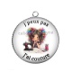 Pendentif Cabochon Argent - j'peux pas j'ai couture