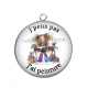 Pendentif Cabochon Argent - j'peux pas j'ai peinture