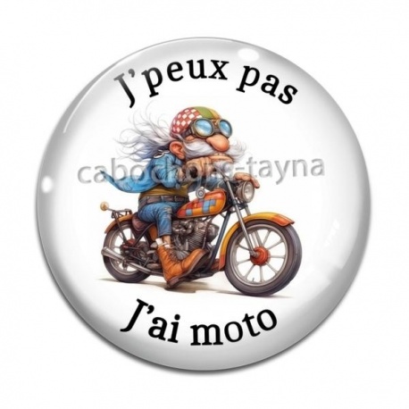 Cabochon Verre - j'peux pas j'ai moto