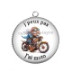 Pendentif Cabochon Argent - j'peux pas j'ai moto